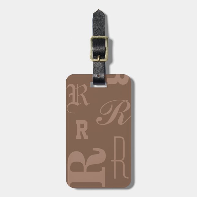 Mocha personalisiertes Monogramm, Typografie-Initi Gepäckanhänger (Vorderseite vertikal)