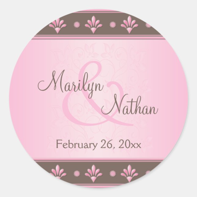 Mocha Pink Floral Mit Monogramm 1,5" Rundaufkleber Runder Aufkleber (Vorderseite)