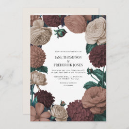 Mocha Plum, Berry Clay & Silk Taupe Wedding Einladung