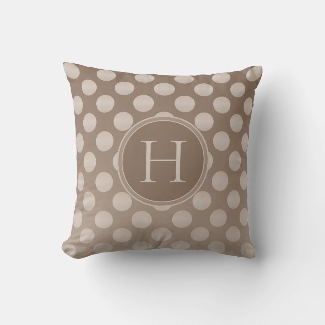 Mocha Polka Dots Gradient Custom Monogram Kissen (Vorderseite)