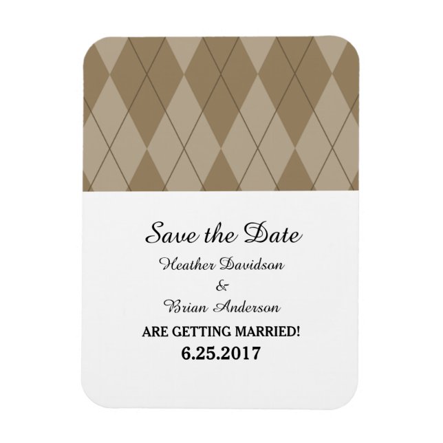 Mocha Raute Save the Date Flexi Magnet (Vertikal)