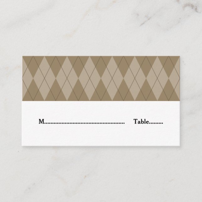 Mocha Raute Wedding Platzkarte (Vorderseite)