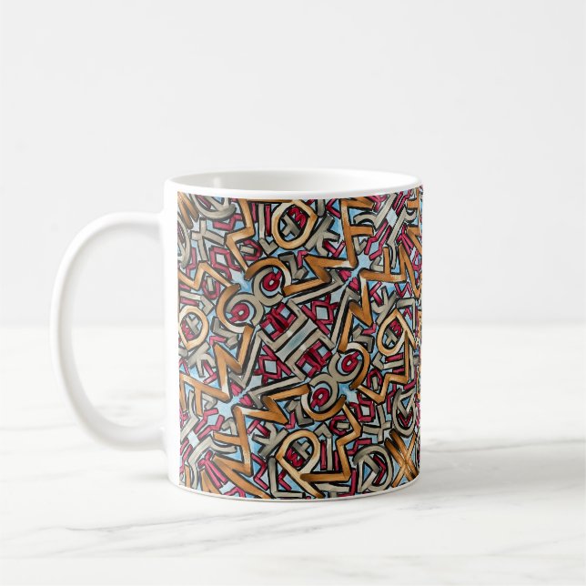 Mocha Red Gray Geometric-Abstract Pattern Kaffeetasse (Links)