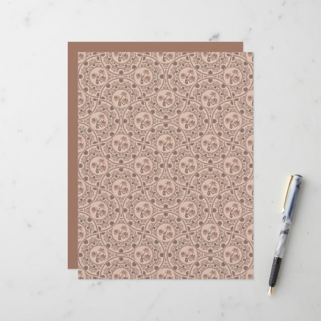 Mocha Rokoko Revival Mandala Deko Fans Scrapbook (Vorderseite/Rückseite Beispiel)