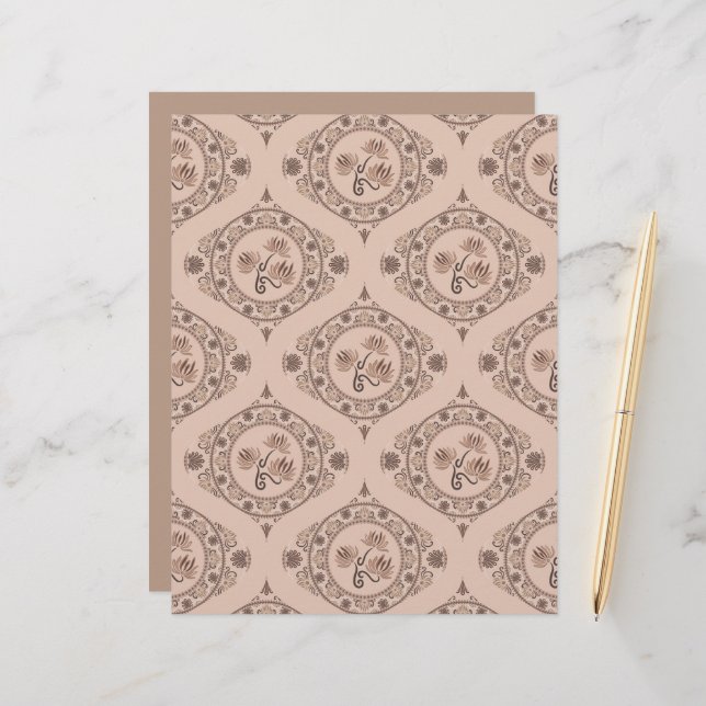 Mocha Rokoko Revival Mandala Retro Ogee Scrapbook (Vorderseite/Rückseite Beispiel)