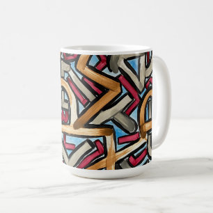 Mocha Rot Grau Geometrisch-Handgemalte Abstrakte K Kaffeetasse