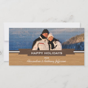 Mocha Rustic Banner Holiday Foto Karte