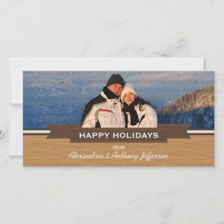 Mocha Rustic Banner Holiday Foto Karte