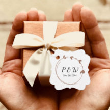 Mocha Simple Heart Wreath Monogram Wedding