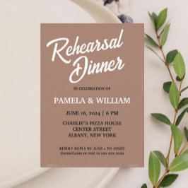 Mocha Simple Style Wedding Probe Dinner Einladung