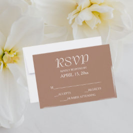 Mocha Simple Style Wedding RSVP Karte