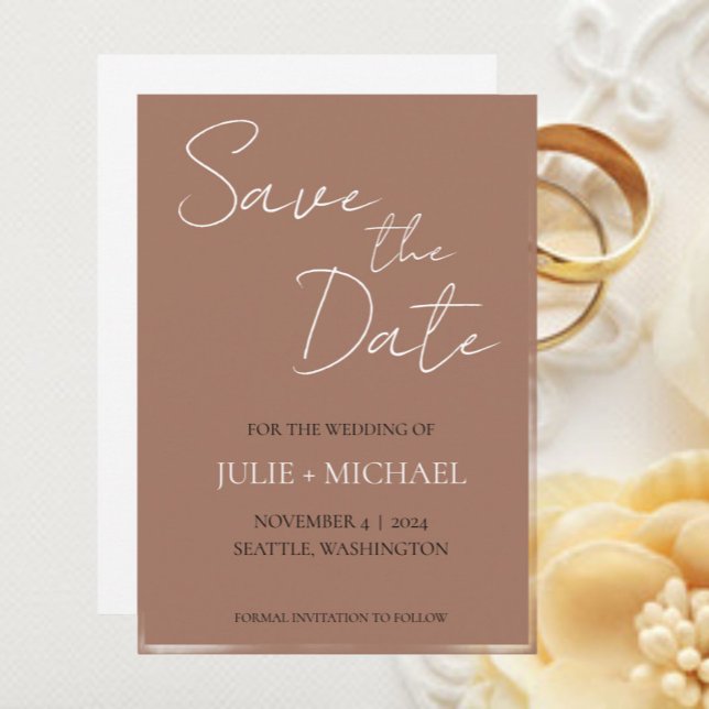 Mocha Simple Style Wedding Save The Date (In Situ Wedding)