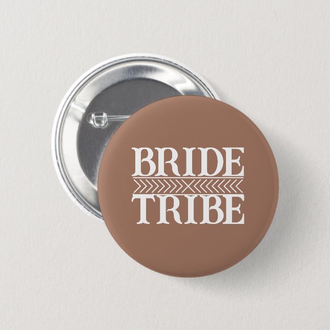 Mocha Stilisierter Braut Stamm Button (Vorne & Hinten)