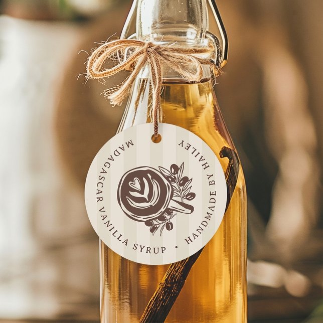 Mocha Stripe Coffee Bridal Shower Geschenkanhänger (Von Creator hochgeladen)