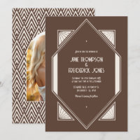 Mocha-Truffle- und Creme-Seiden-Art-Deco-Hochzeits