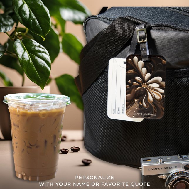 Mocha und Cream Coffee Lover's Gepäckmarke Gepäckanhänger (Coffee Inspired Luggage Gym Bag Gifts for Barista, Dad, or Coffee Enthusiasts, Personalize )