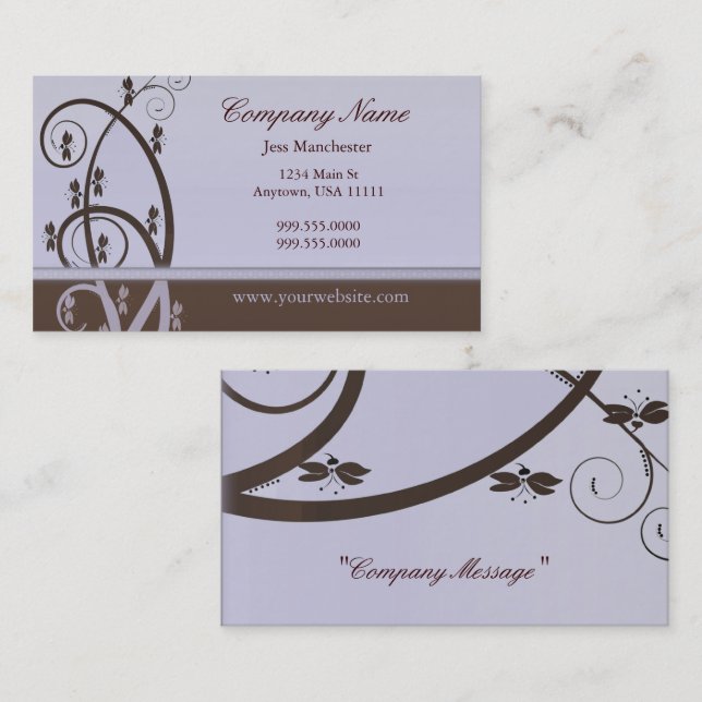 Mocha und Lilac Vine Business Card Visitenkarte (Vorne/Hinten)