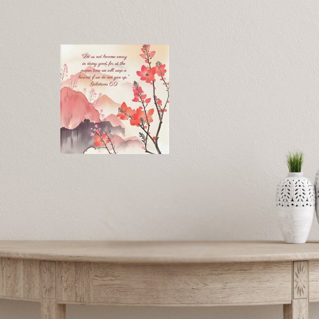 Mocha Verona Sunset Mountain Meadow Bible Verse Poster (Von Creator hochgeladen)