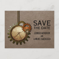 Mocha Vintage Uhr Save-the-Date-Postkarte