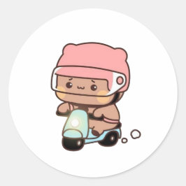 Mochi Brownie Bär Reiten Runder Aufkleber
