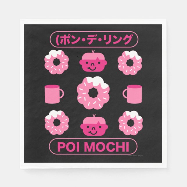 Mochi Donuts Poi Mochi und Kaffee Serviette (Vorderseite)