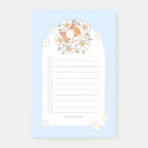 Mochi-Welpe schlafend auf Blumen süß Kawaii Post-it Klebezettel
