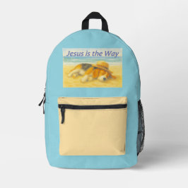 Mochila Beach with a Hat - "Jesus is the Way" Bedruckter Rucksack