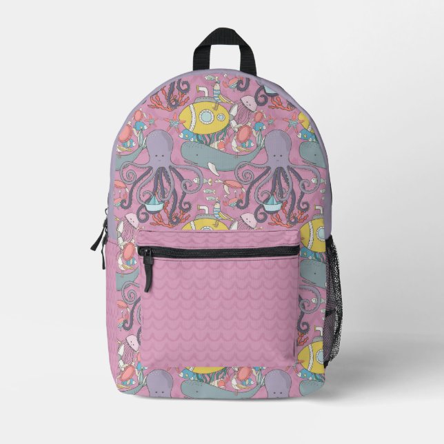 Mochila UNDER THE SEA rosa Bedruckter Rucksack (Vorderseite)