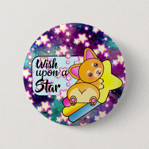 Möchten Sie ein Star Niedlich Baby Corgi in Galaxy Button