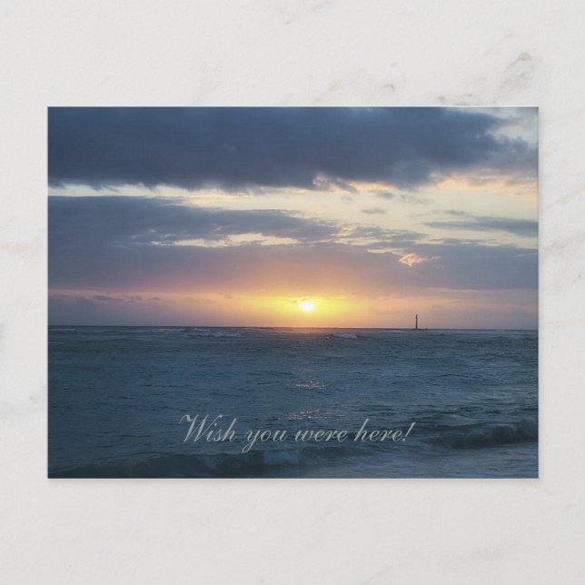 Möchten Sie hier sein: Beach Sunset Postcard Postkarte (Vorderseite)