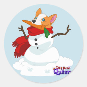 Möchtest du ein...Corgi bauen? Aufkleber! Runder Aufkleber