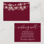 Möchtest Well String Lights Burgundy Wedding Begleitkarte<br><div class="desc">Diese elegante burgundische Hochzeitskarte,  die eine gute Kapselung wünscht,  kann mit Ihrer speziellen Nachricht und Ihren Namen und hübschen Saitenleuchten auf der Rückseite personalisiert werden. Entwickelt von Thisisnotme©</div>