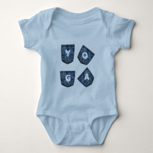 Mock Denim Taschen - Baby Yoga Kleidung Strampler