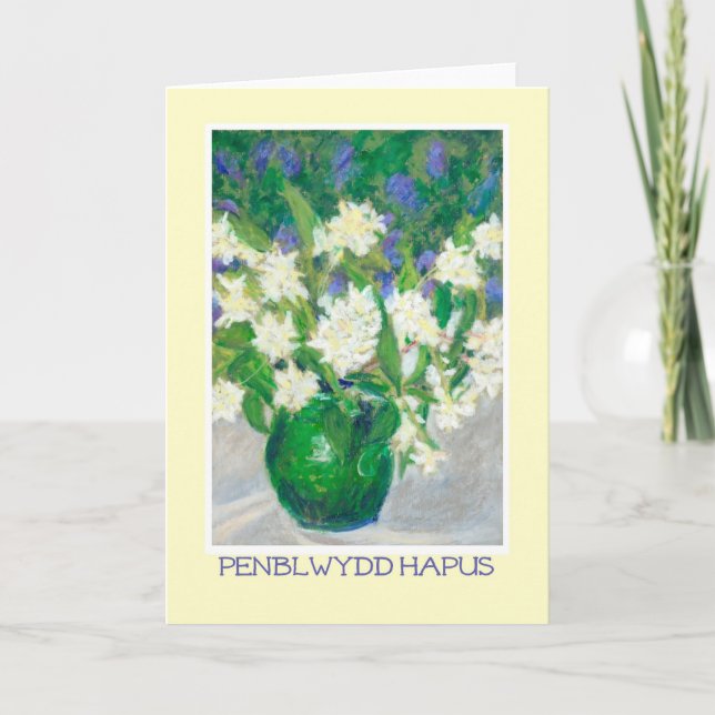 Mock Orange Blossom Birthday Card - Walisisches Gr Karte (Vorderseite)