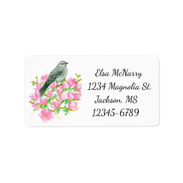 Mockingbird Magnolia Return Address Adressaufkleber (Vorne)