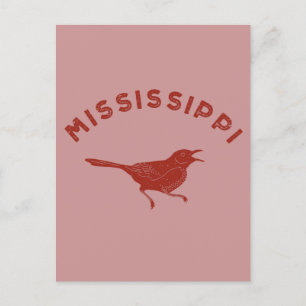 Mockingbird Mississippi Staat Bird Maroon Postkarte