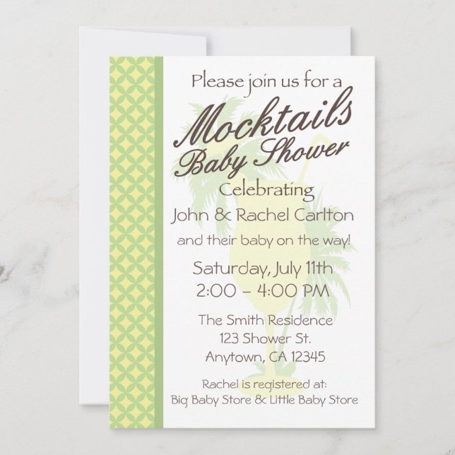 Mocktail Baby Shower Invitation (N) Einladung (Vorderseite)