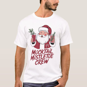 Mocktail-Mistelzweig Nüchterner Santa-Crew T-Shirt