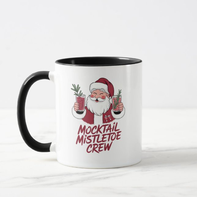 Mocktail-Mistelzweig Nüchterner Santa-Crew  Tasse (Links)