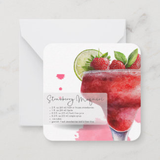 Mocktail Recipe Strawberry Daiquiri Gastgeschenk Mitteilungskarte