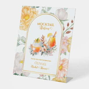 Mocktail-Station Florale Hochzeitsdusche Getränkeb Sockelschild