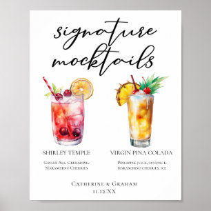 Mocktails Menü Shirley Temple Piña Colada Poster