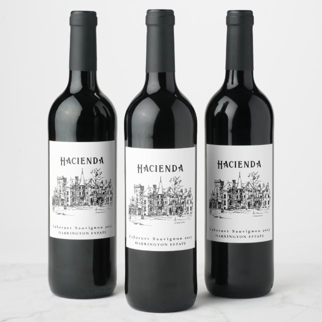 Mockup Anwesen Custom Wine Labels Weinetikett (Flaschen)