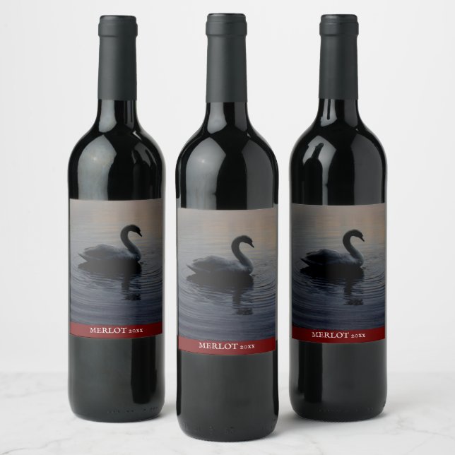 Mockup Elegante Schwan Custom Wine Label Weinetikett (Flaschen)