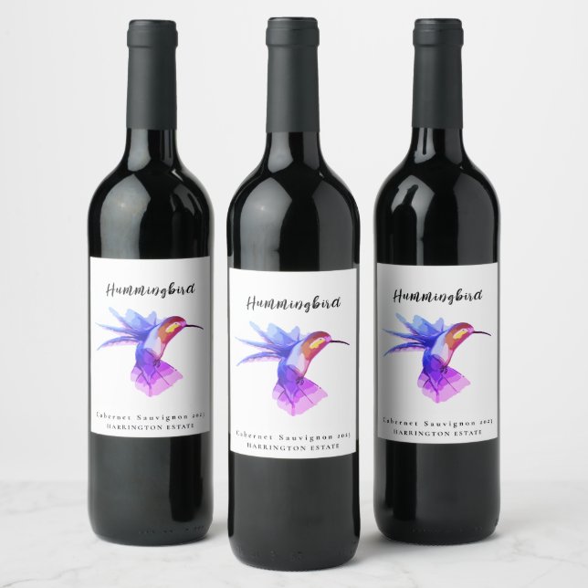 Mockup Hummingbird Custom Wine Labels Weinetikett (Flaschen)