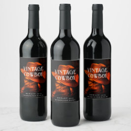 Mockup Vintag Cowboy Western Custom Wine Labels Weinetikett