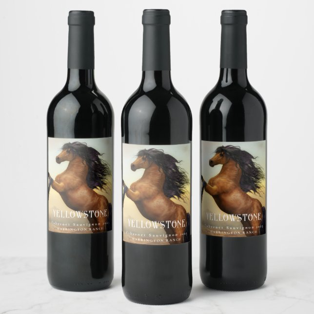 Mockup Wild Hord Western Custom Wine Labels Weinetikett (Flaschen)