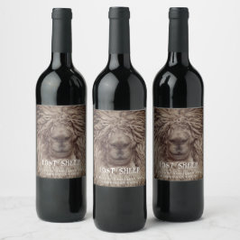 Mockup Wooly Sheep Portrait Custom Wine Labels Weinetikett