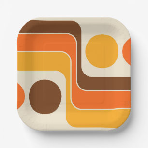 Mod 1970er Jahre Retro-Stil geometrisches Design Pappteller