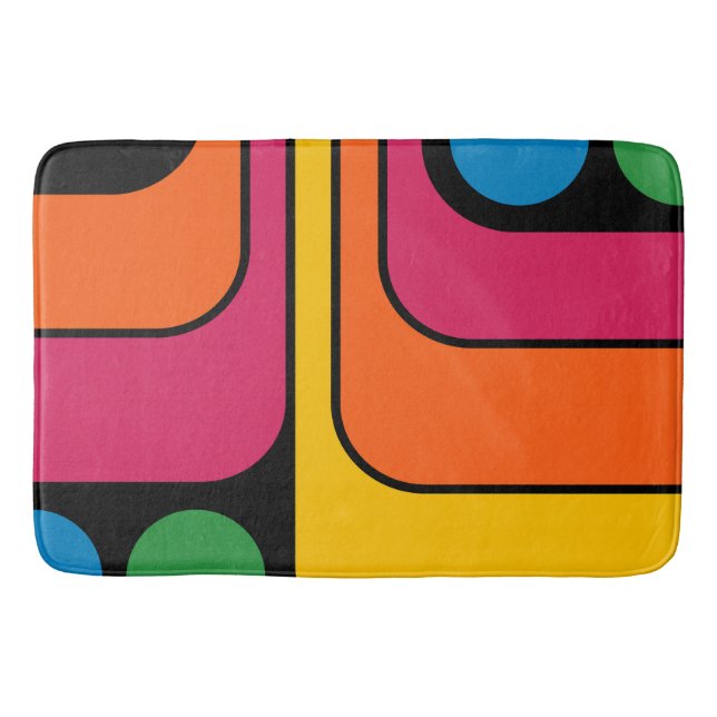 Mod 1970er Retro-Stil Geometrisches Design Badematte (Vorderseite)